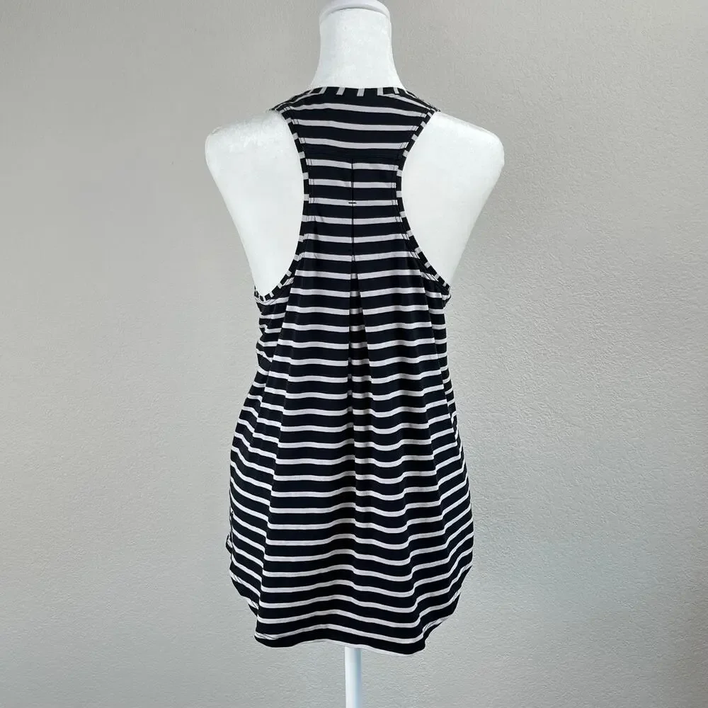 Lululemon Racerback Tank Top Black Grey Stripe Athleisure Gym Workout Athletic M